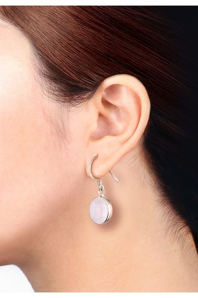 ELLI Ohrringe Rosenquarz Basic Elegant Oval 925 Gümüş