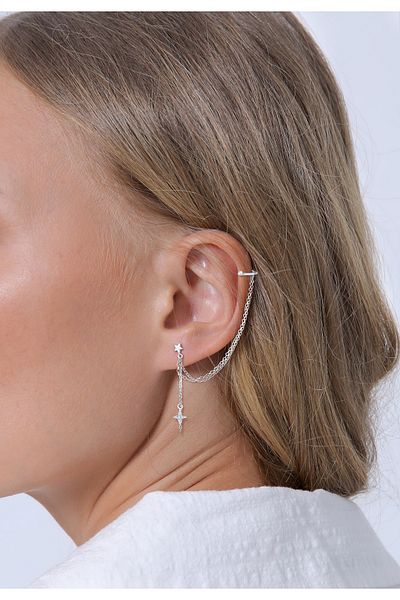 ELLI Ohrringe Earcuff Ohrklemme Stern Kristall 925 Silber