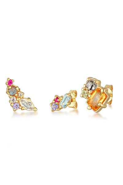 ELLI Ohrringe Set Labradorit Topas Edelstein Mix 925 Silber
