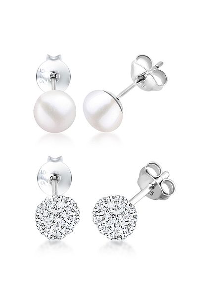 ELLI Ohrringe Kugel Perle Set Kristalle 925 Silber