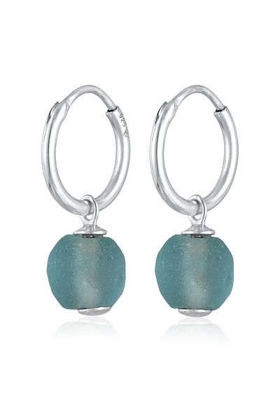 ELLI Ohrringe Creole Recyceltes Glas Bead Einhänger 925 Silber