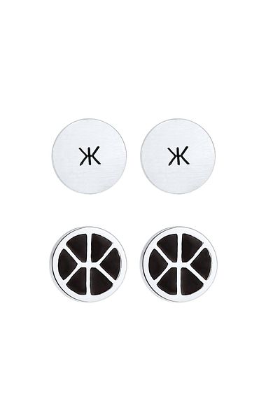 KUZZOI Ohrringe Herren Stecker 2er Set Emaille Brushed 925 Silber