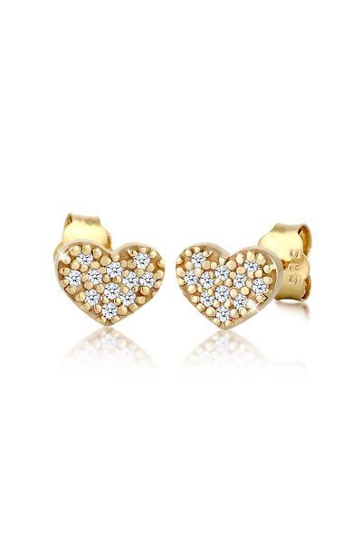ELLI Ohrringe Herz Diamanten (0,11 ct.) Filigran 585 Gelbgold