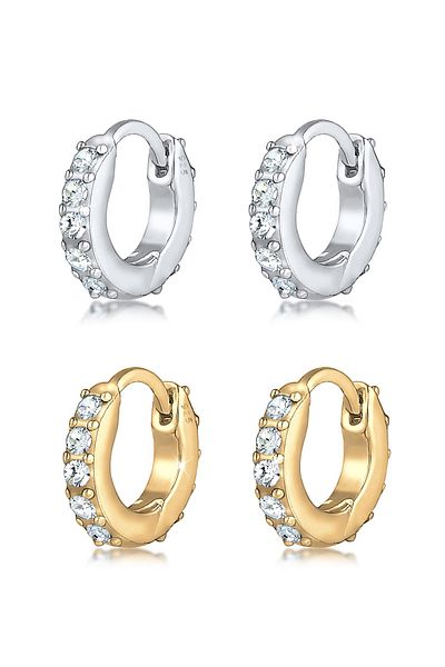 ELLI Ohrringe Creolen 2er Set Kristalle 925 Silber