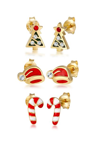 ELLI Ohrringe Weihnachten 3er Set Kristalle 925 Silber