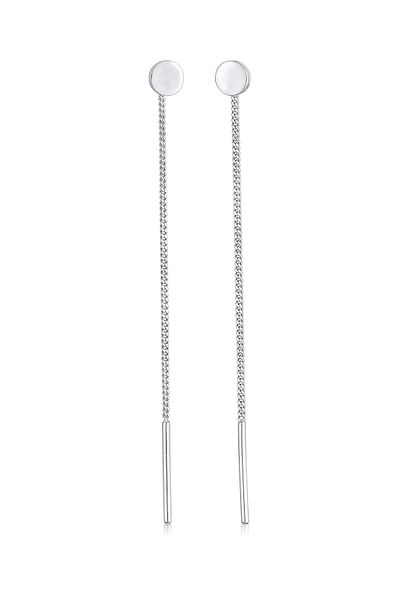 ELLI Ohrringe Plättchen Minimal Basic Durchziehen 925 Gümüş