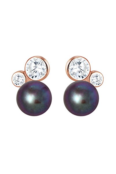 ELLI Ohrringe Süßwasserzuchtperle Zirkonia 925 Silber ROSÉGOLD