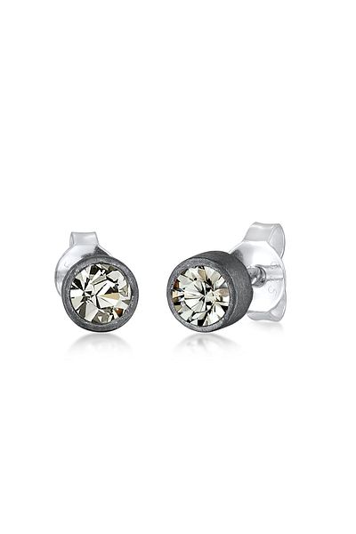 KUZZOI Ohrringe Kristalle Rund Oxidiert Trend Modern 925 Silber