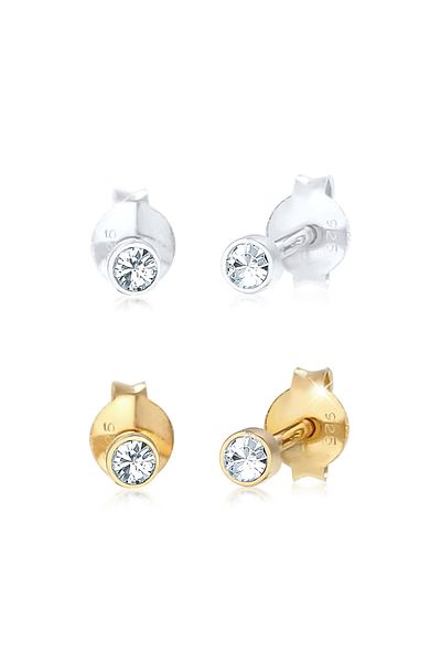 ELLI Ohrringe 2er Set Basic Kristalle 925 Silber