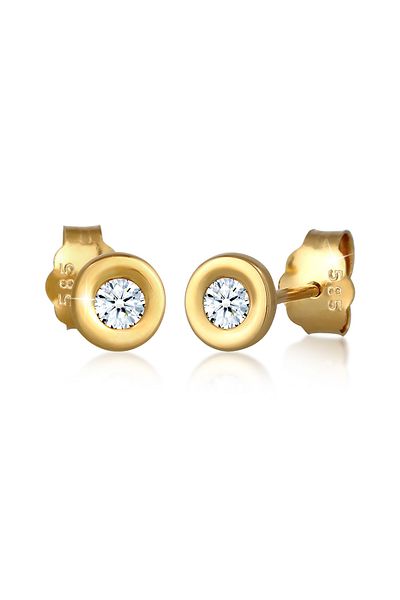 ELLI Ohrringe Klassisch Solitär Diamant (0,12 ct.) 585 Gelbgold