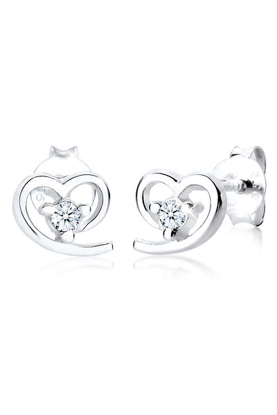 ELLI Ohrringe Herz Freundschaft Diamant 0,06 ct. Silber