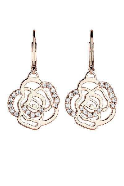 ELLI Ohrringe Blume Rose Feminin Elegant Zirkonia rosévergoldet