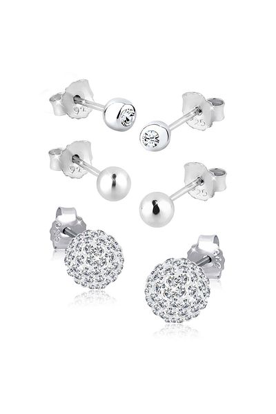 ELLI Ohrringe 3er Set Kristalle 925 Silber