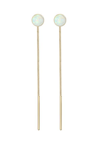 ELLI Ohrringe Hänger Opal Trend Durchziehen Minimal 925 Silber