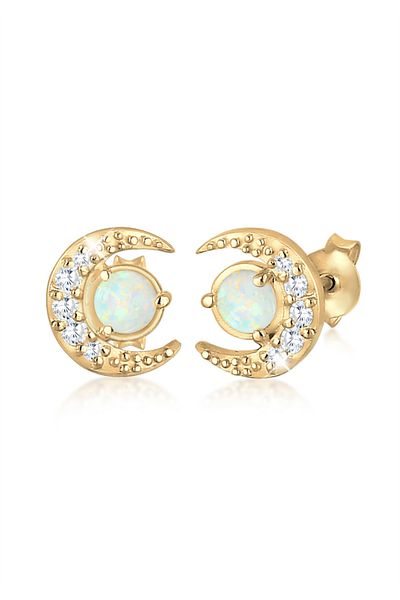 ELLI Ohrringe Halbmond Geo Opal Kristalle 925 Silber