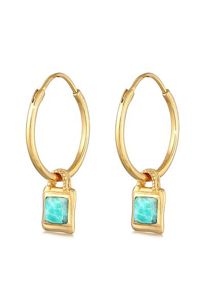 ELLI Ohrringe Creolen Amazonit Edelstein Vintage 925 Silber
