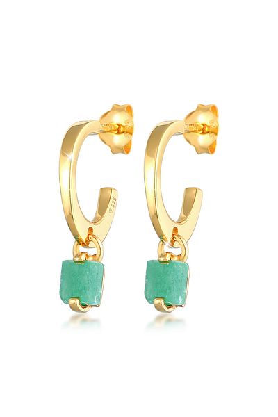 ELLI Ohrringe Creolen Stecker Jade Pyramide 925 Silber vergoldet