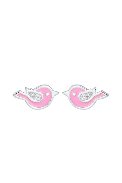 ELLI Ohrringe Kinderschmuck Vogel Emaille Glitzer 925 Gümüş