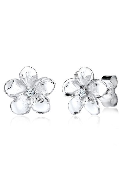ELLI Ohrringe Frangipani Blüte Diamant Blume 925 Silber