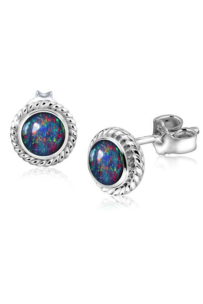 Nenalina Ohrringe Stecker Boho Opal Geburtsstein Oktober 925 Silber