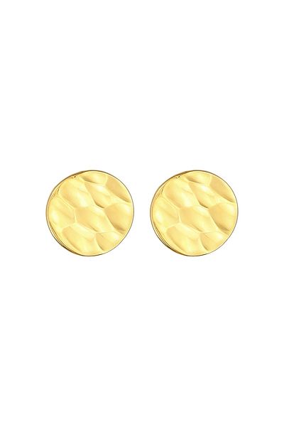 ELLI Ohrringe Plättchen Rund Gehämmert Geo Organik 375 Gelbgold