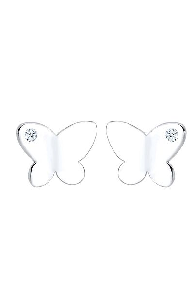 ELLI Ohrringe Kinder Schmetterling Natur Diamant 0.03ct. Silber