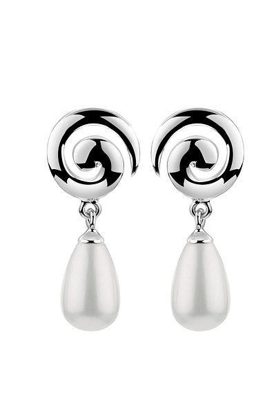 Nenalina Ohrringe Stecker Muschelkernperle Spirale Edel 925 Gümüş