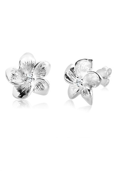 ELLI Ohrringe Frangipani Blüte Kristalle Blume Silber