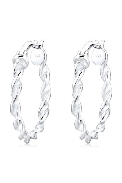 ELLI Ohrringe Basic Creolen Creole Spirale Twisted 925 Silber