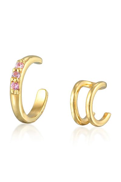 HAZE & GLORY Ohrringe Earcuff Set Glam synth. Saphir 925 Silber vergoldet