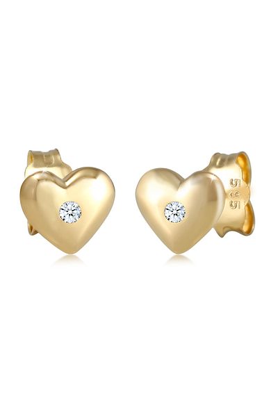 ELLI Ohrringe Kinder Herz Diamant (0,03 ct.) 585 Gelbgold
