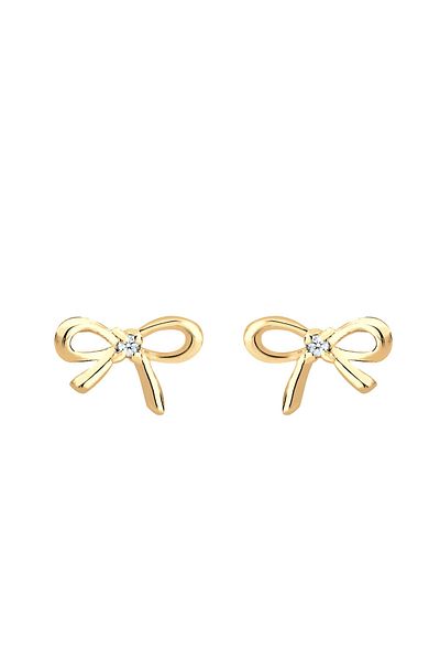 ELLI Ohrringe Schleife Klassisch Diamant (0,01ct.) 585 Gelbgold