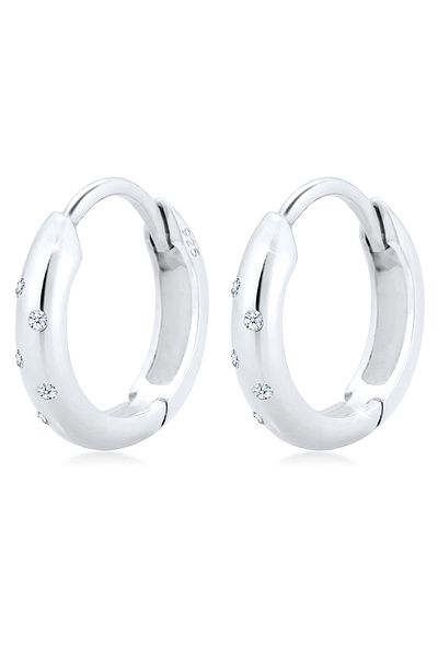 ELLI Ohrringe Creole Diamanten (0,05 ct.) 925 Ayar Gümüş