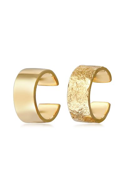 ELLI Ohrringe Earcuff Breit Basic Gehämmert 2er Set 925 Silber