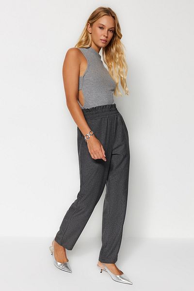 Trendyol Collection Anthracite Elastic Waist Slim Leg Woven Trousers TWOAW24PL00185