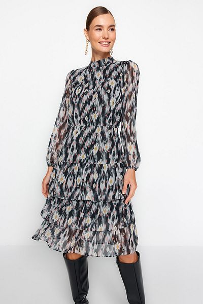 Trendyol Collection Téli szőtt ruha - többszínű és lendkerekes TWOAW21EL0354
