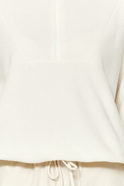 Trendyol Collection Ecru Zipper Detailed Fleecová pletená mikina TWOAW21SW0758