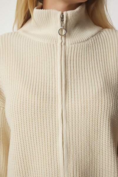 Happiness İstanbul Γυναικεία πλεκτή ζακέτα με φερμουάρ YY00172