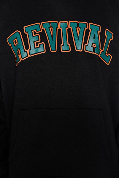 Trendyol Collection Μαύρη κουκούλα Unisex Plus Size Oversize/Φαρδιά φούτερ φλις εσωτερικά TMNAW24AO00021