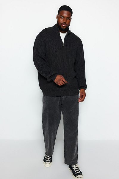 Black Men Plus Size Sweaters Styles Prices Trendyol