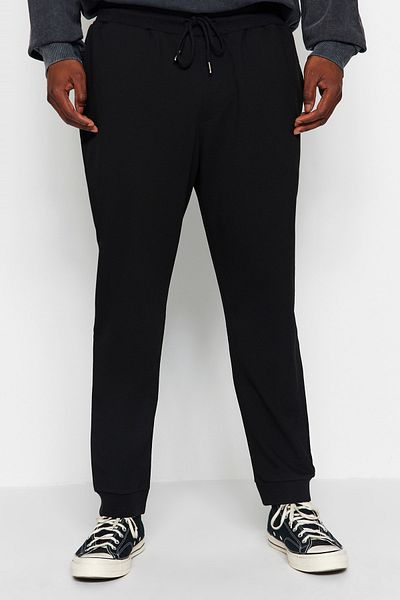 Trendyol Collection Μαύρο συν μέγεθος κανονικό/κανονικό βαμβακερό παντελόνι Jogger Basic TMNAW24AJ00003