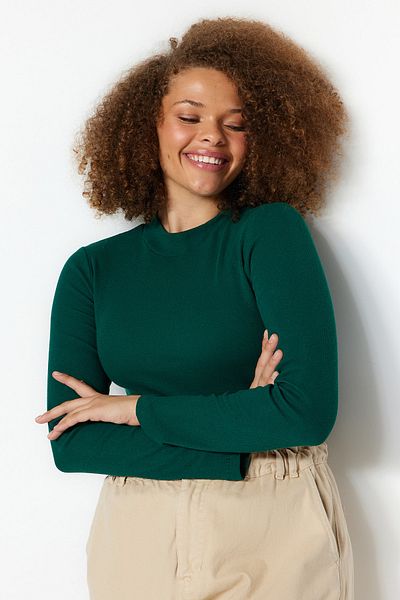 Trendyol Curve Dark Green Knitted Bodysuit TBBAW23CS00001