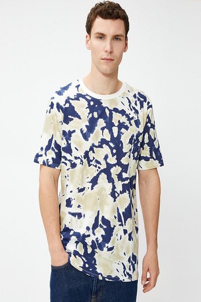Koton Beige gemustertes Herren-T-Shirt