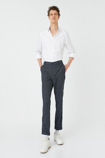 Koton Marineblaue karierte Jeans für Herren