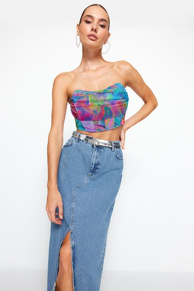 Trendyol Collection Фіолетове багатобарвне бюст'є з градієнтним принтом TPRSS23BS00104