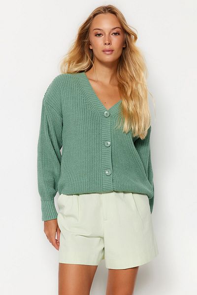Trendyol Collection Mint Basic V-nyakú kötöttáru kardigán TWOAW24HI00383