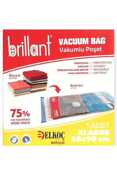 ELKOÇ MEFRUŞAT Plastic Bri̇llant Vacuum Bag Vacuum Canister 5 X 6 1 Piece White