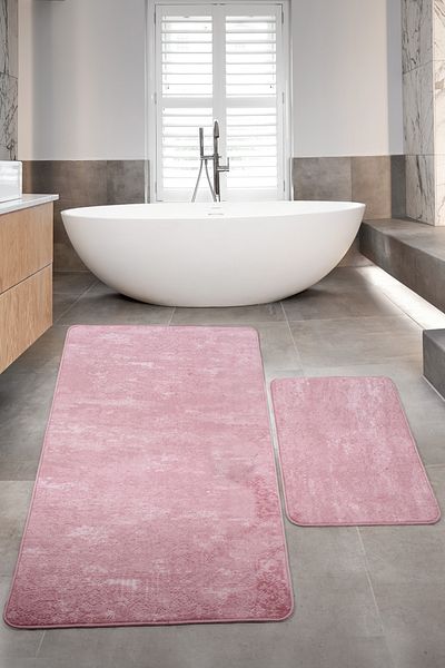 Bonny Home Nova Powder (80x150 + 50x80 cm) Σετ χαλάκι μπάνιου 2 τεμαχίων μεγάλου μεγέθους Σετ αντιολισθητική βάση Τουαλέτας