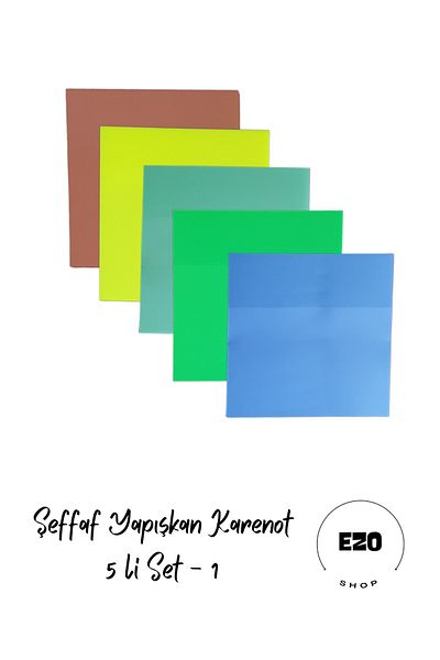 EZOSHOP Transparent Colored Post-it Sticky Post-It Note Paper Karenot Set of 5-1