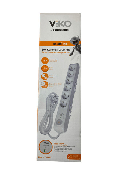 VİKO Viko 6 Lı Akım Korumalı Çocuk Korumalı Anahtarlı Priz (8 Adet)